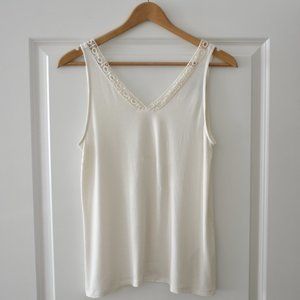 Banana Republic Embroidered Neck Sleeveless Rayon Top - runs large